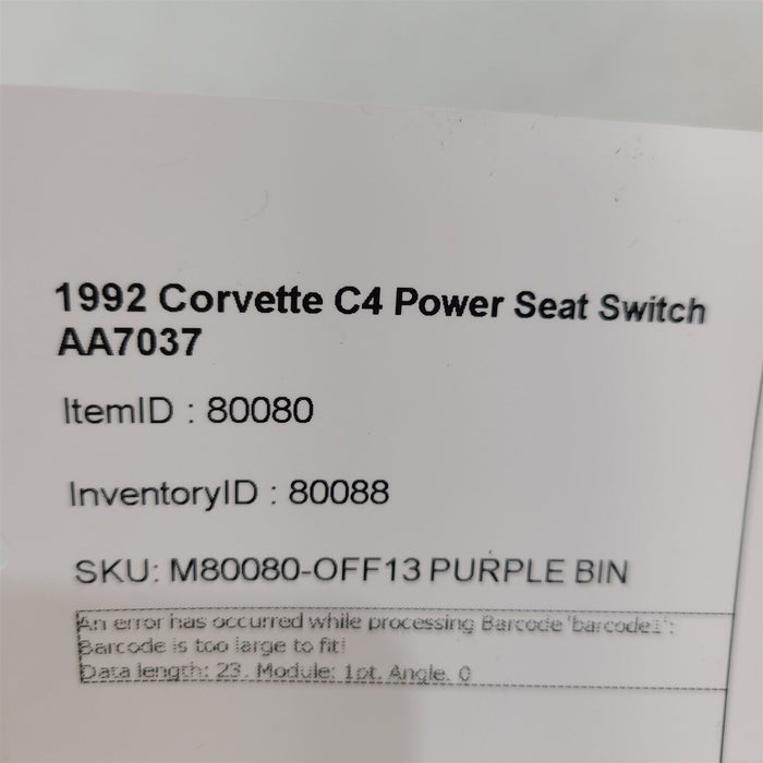 92-93 Corvette C4 Power Seat Switch AA7037