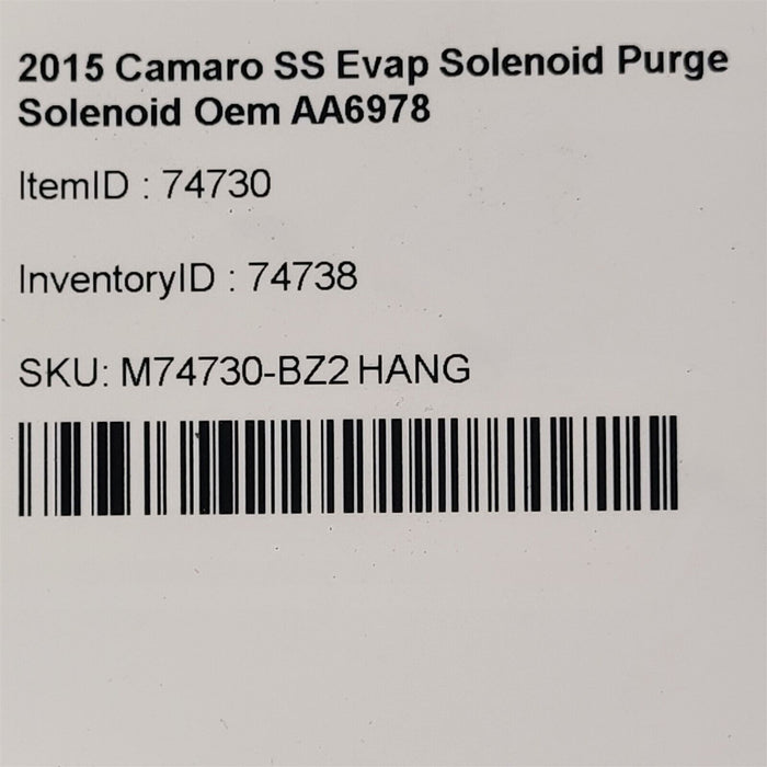 14-15 Camaro SS Evap Solenoid Purge Solenoid Oem AA6978